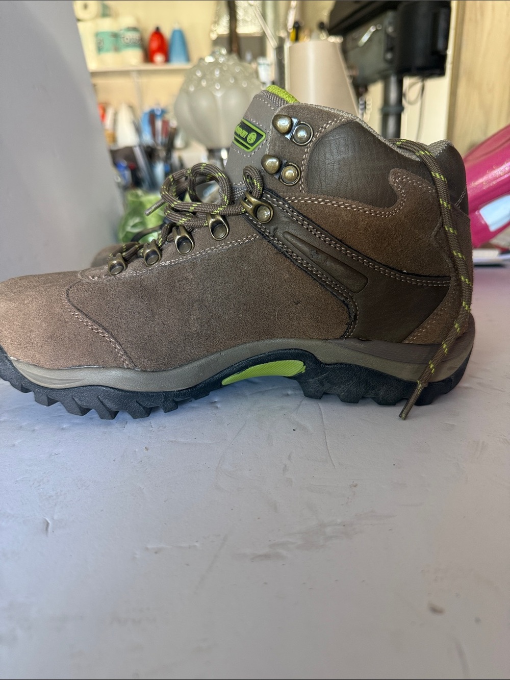 Coleman Brown Hiking Boot with Lime Accents